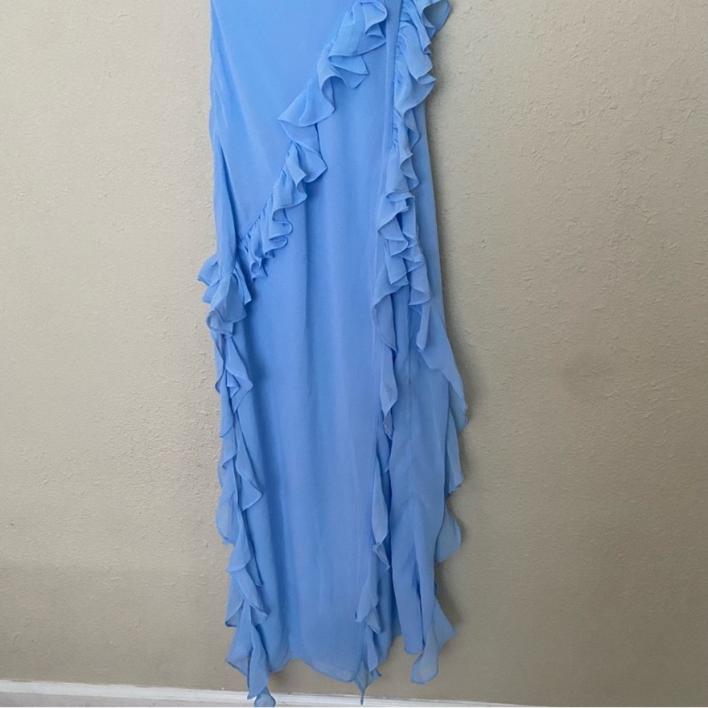 HOUSE OF CB 'Ariela' Soft Blue Ruffle Maxi Dress NWOT size S - Picture 14 of 16